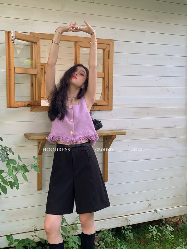 [Fire HOODRESS] Korean version custom five points thin solid color casual shorts (with belt) 22284# JHY