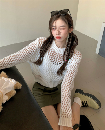 Real price real shot early autumn new GD STudio same hollow blouse loose knitted top women