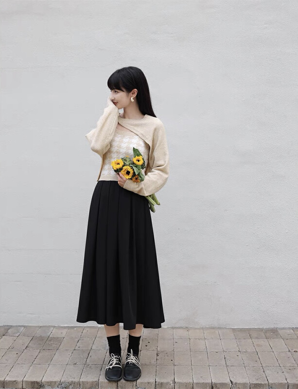 [LMK] Design-sense pullover temperament all-match small shirt + suspenders diamond vest suit 87156# HJY
