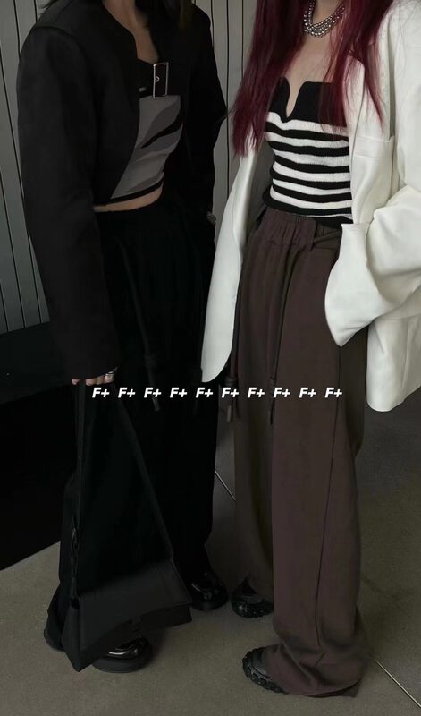 New in autumn! [F] Loose elastic waist wide leg casual pants 1589# HBX