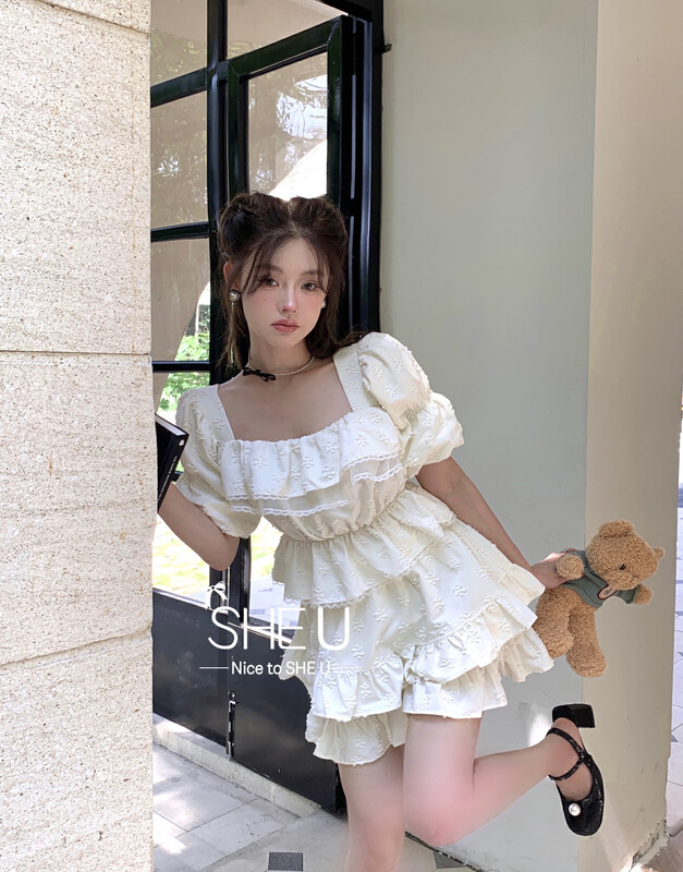 【SHE U】Little Woman Jacquard Cake Short Skirt C80735