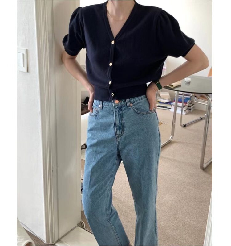 New in early autumn! [SELNE] Temperament V-neck single-breasted fashion knitted sweater 6003# XYJ