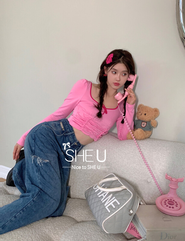 【SHE U】Pure Desire Style Colorblock Pleated Shirt 51100