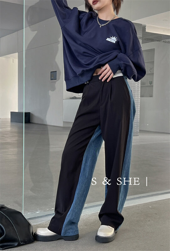 New in autumn!【S&SHE】Korean niche stitching design jeans 4329# HYY