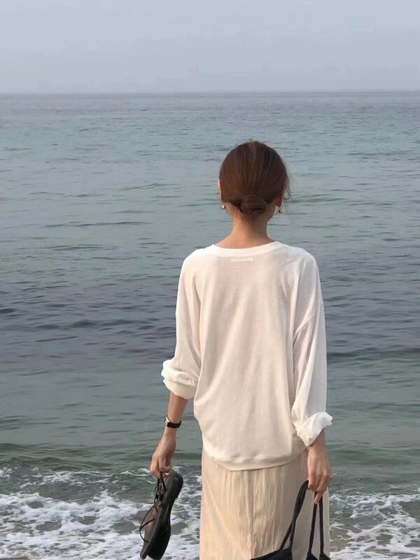 New in early autumn! [SELNENE] Korean version of the round neck loose long-sleeved T-shirt 6009# XYJ