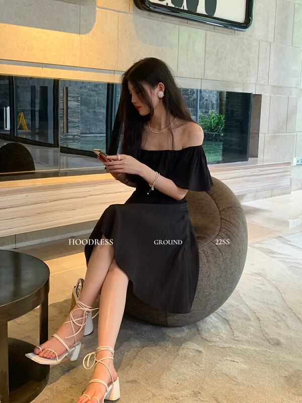 [Fire HOODRESS] Temperament sweet ruffled back strap dress 22309# JHY