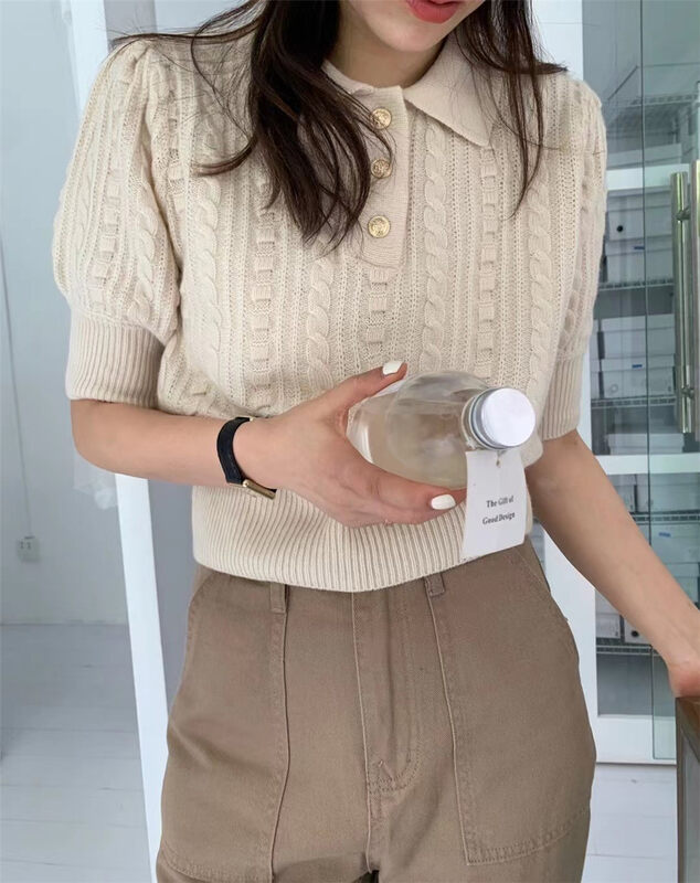 New in autumn!【SELNE】Korean version of simple slim knitted sweater 6111# XYJ