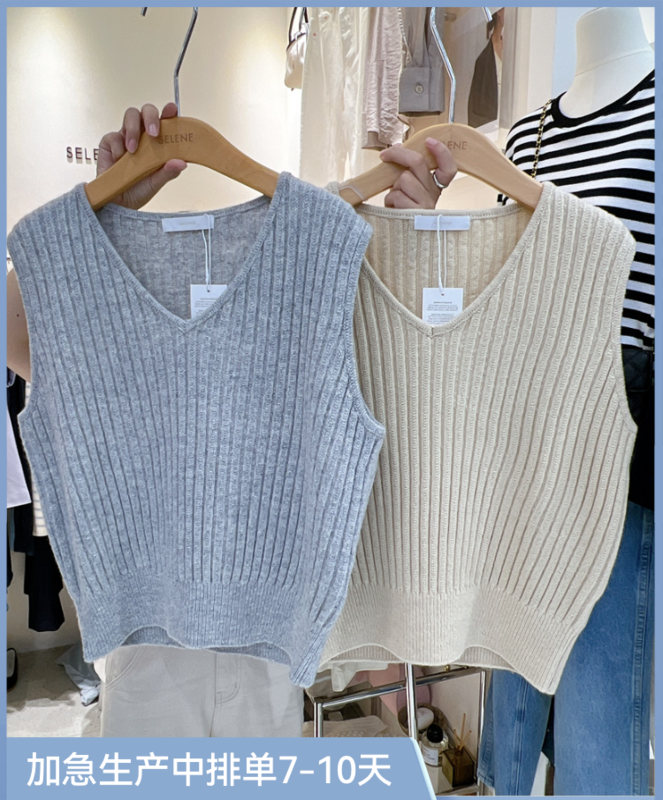 New in early autumn! [SELNENE] V-neck loose all-match vest 4406# XYJ