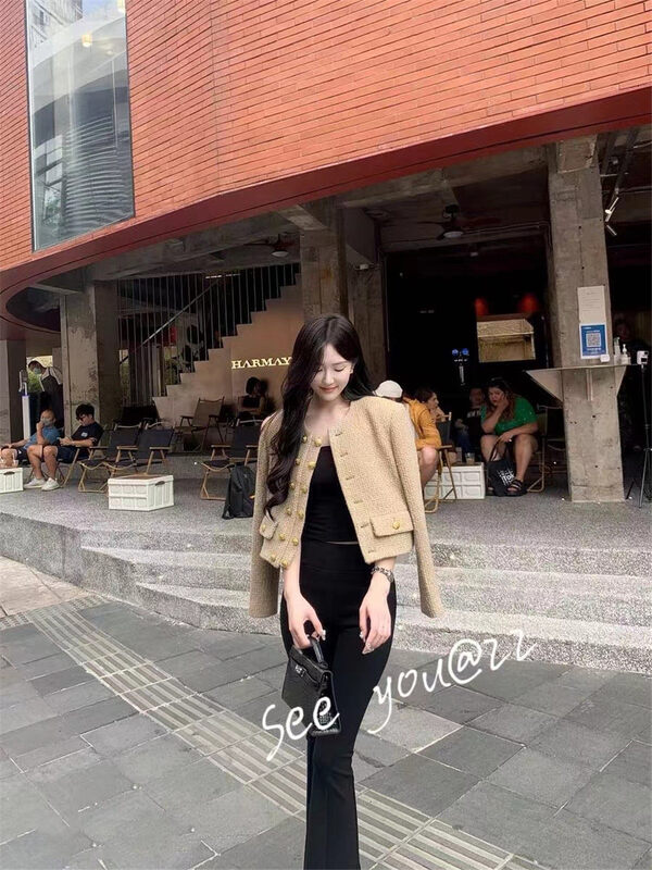 New in early autumn!  【SEE YOU】French Small Fragrance Round Neck Ladies Fan Short Jacket 2156# PCZ