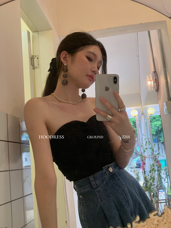 [Fire HOODRESS] Solid color simple and versatile tube top shirt J21222# JHY