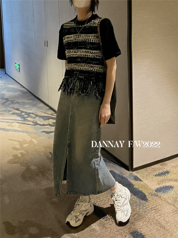 New in autumn! [DANNAY] Striped tassel design vest 3810# WPL