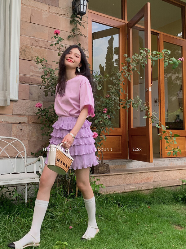 【HOUSE OF FIRE】 Sweet and versatile layered cake elastic culottes J22007# JHY