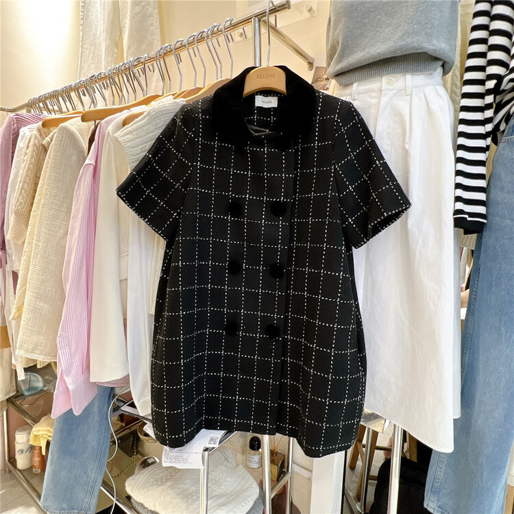 Autumn is new!【SELNE】Check temperament single-breasted dress 3901# XYJ