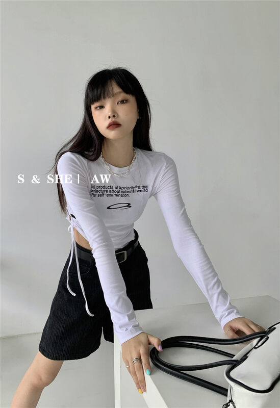 New in early autumn! [S&SHE] round neck letter printing casual long-sleeved T-shirt MODESC4098A# HYY