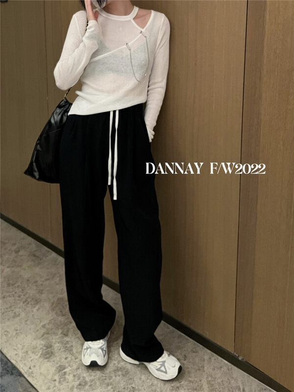 New in autumn! [DANNAY] Off-the-shoulder careful machine all-match long-sleeved T-shirt 5113# WPL
