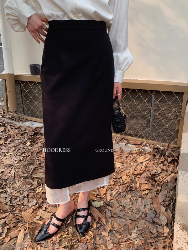 Autumn is new! [Fire HOODRESS] Korean style Shuya stitching yarn design slit skirt 22361# JHY