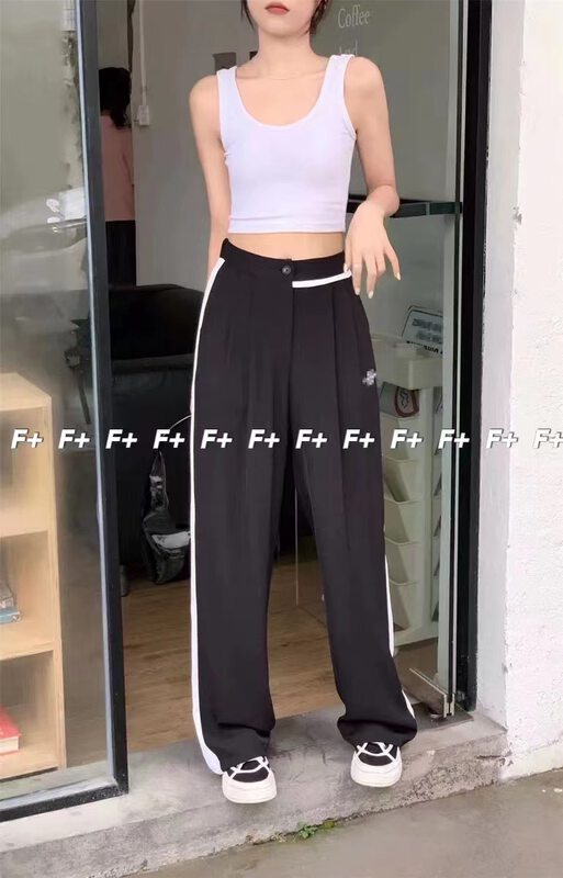 【F】Korean loose wide leg letter casual pants 1552# HBX