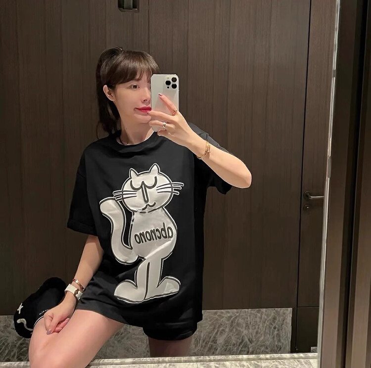【Miss Hee Hee】New niche internet celebrity short-sleeved T-shirt 1598# L