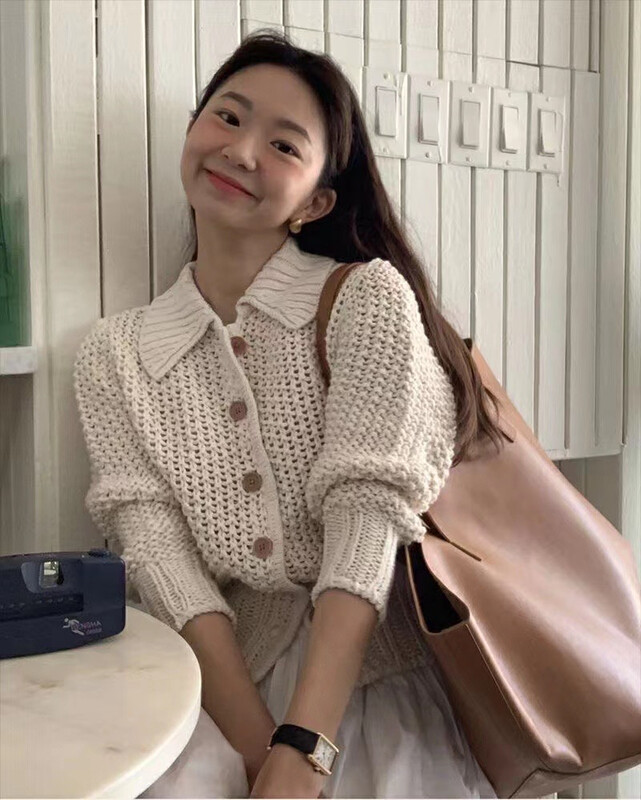 New in early autumn!【SELNE】Stand-up collar single-breasted comfortable knitted cardigan 9501# XYJ