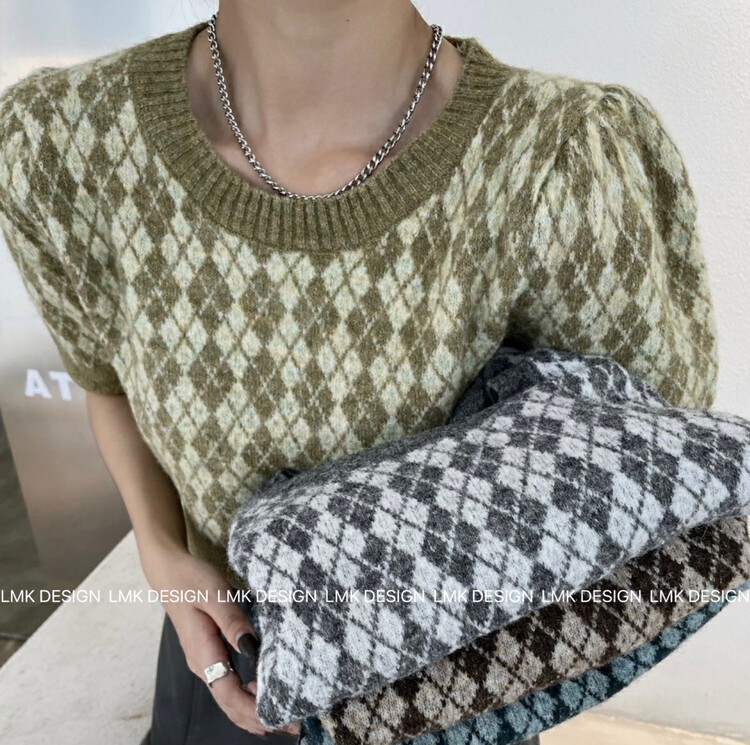 【LMK】Fashion Pullover Round Neck Knit Sweater (25% Wool) 87100# HJY
