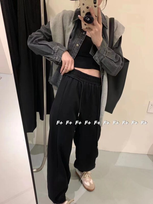 Autumn is new! [F] Solid color all-match elastic waist and leggings casual pants 1591# HBX