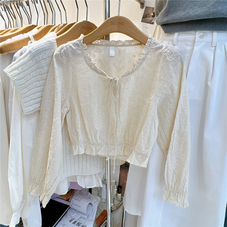 New in autumn!【SELNE】Jacquard lace-up fashion shirt 2802# XYJ