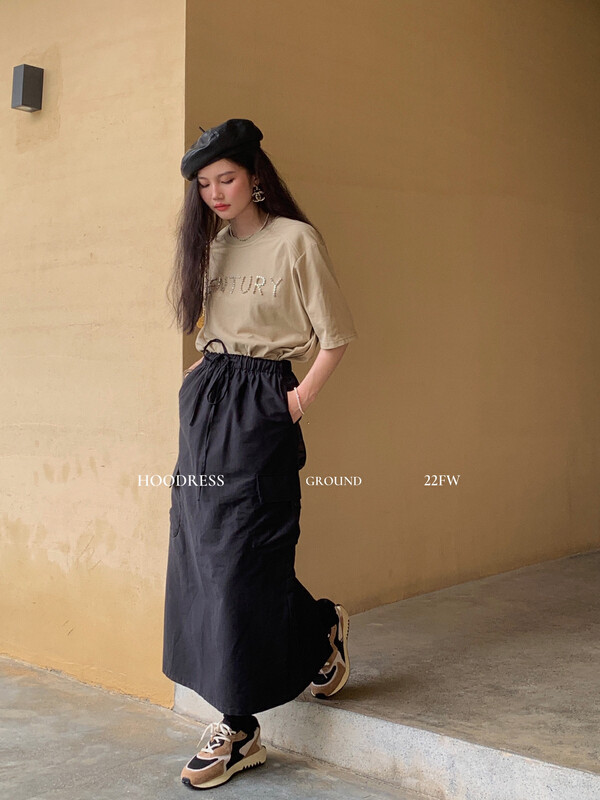 New in early autumn! [Fire HOODRESS] Urban Korean all-match elastic waist tooling skirt 22391# JHY
