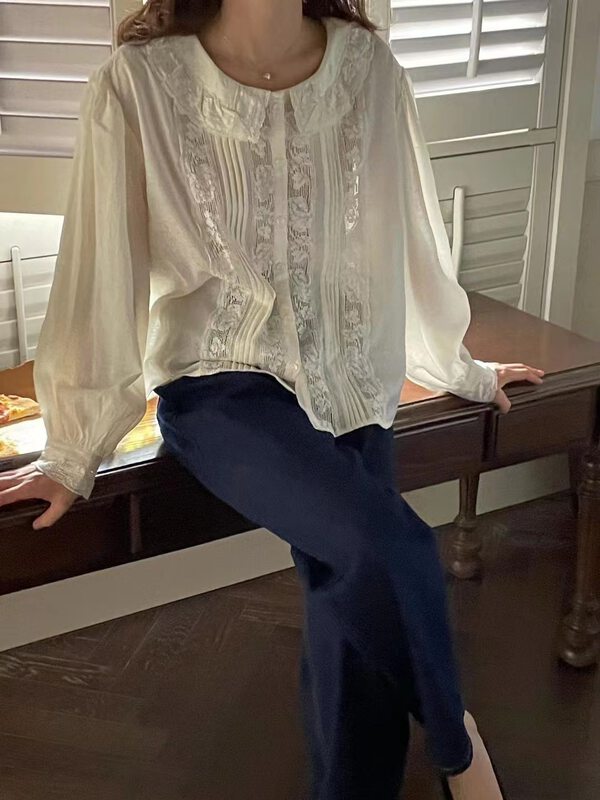 New in early autumn!【O.LUCKY】Korean style embroidery design button-down shirt 2013# HBX