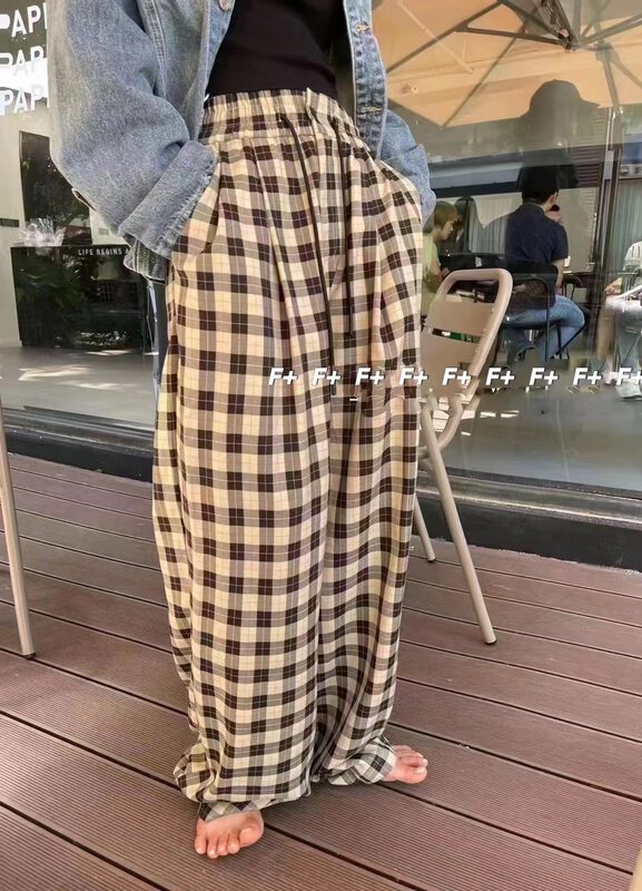 New in early autumn! [F] Loose all-match retro plaid casual pants 1583# HBX