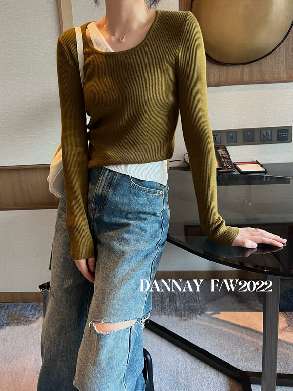 Autumn is new! [DANNAY] Solid color pullover all-match knitted sweater (including 20% ​​wool) 1619# WPL