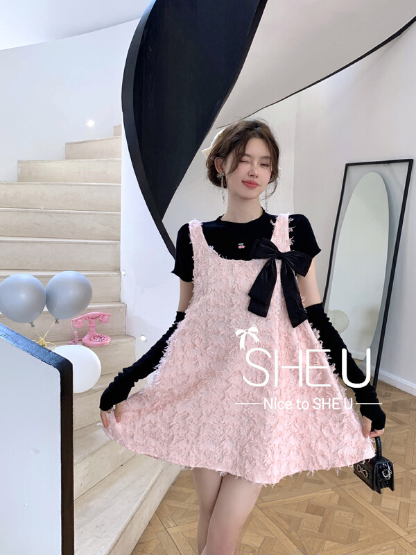 [SHE U] Temperament Xiaoxiang Bow Sleeveless Dress 59013