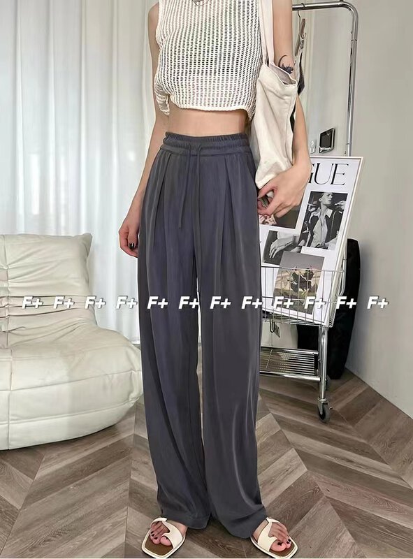 New in early autumn! [F] Korean version of loose solid color lace-up casual pants A1396# HBX