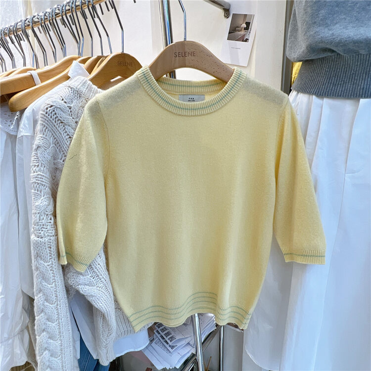 New in autumn! [SELNE] Round neck colorblock fashion knitted sweater YS1-5003# XYJ