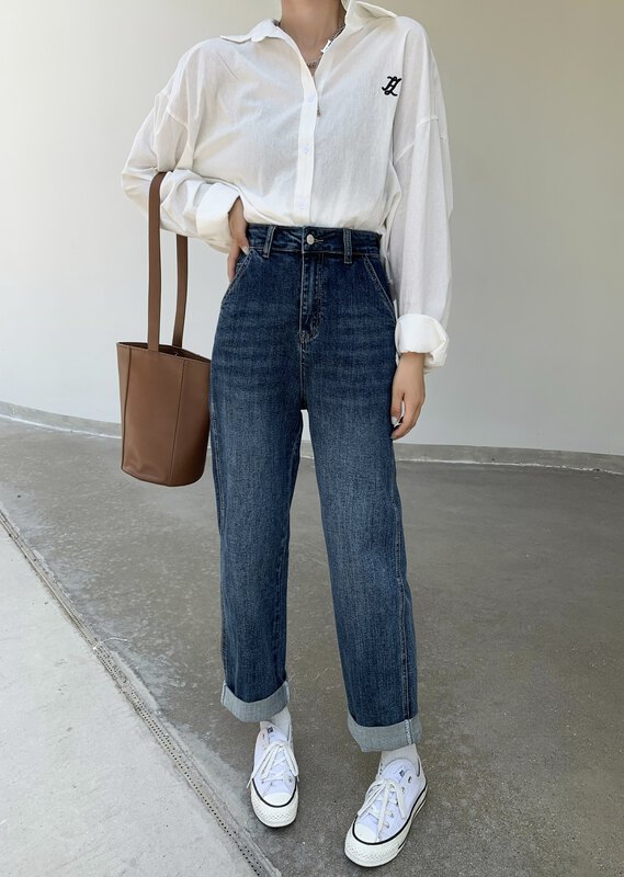 New in early autumn! [OKOY DENIM] Fashionable curly casual all-match jeans 1679# HYY