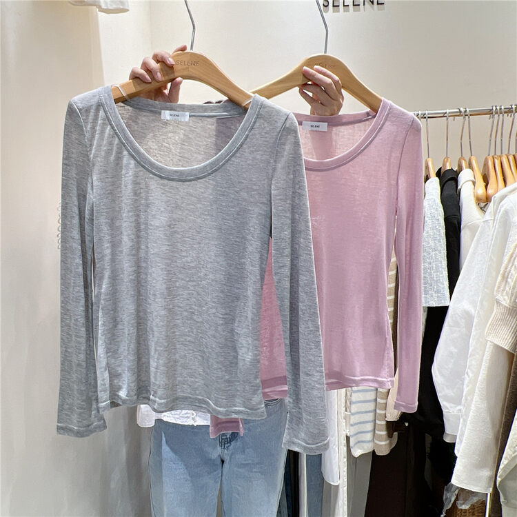 New in early autumn!【SELNE】Must enter Korean fashion all-match long-sleeved T-shirt 8821# XYJ