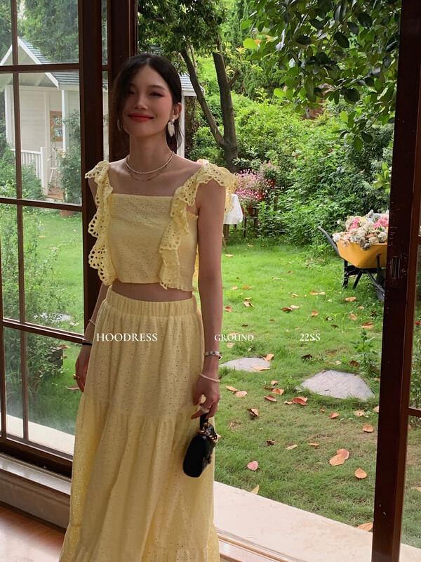 【Fire HOODRESS】Premium embroidery elastic two-piece suit for vacation essentials J21186# JHY