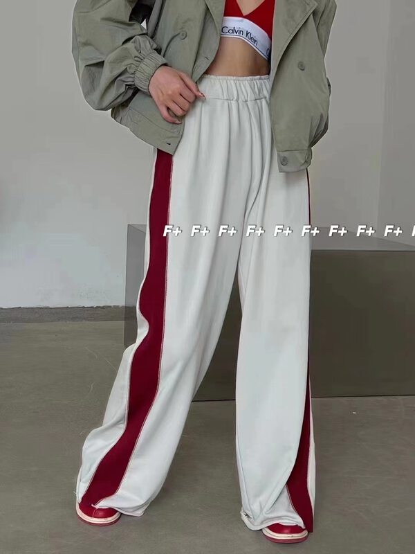 New in early autumn! [F] Korean version of high waist loose color matching casual pants 1577# HBX