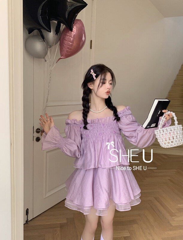 【SHE U】Little Lady Flower Top Short Skirt Suit 89050# JHY