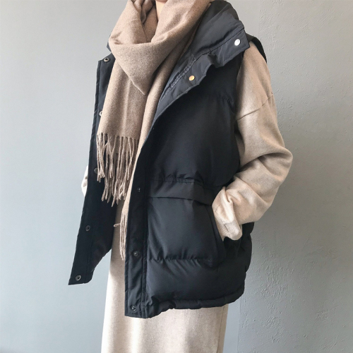 2022 down cotton vest female student Korean version loose winter new vest lapel short bread jacket