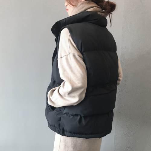 2022 down cotton vest female student Korean version loose winter new vest lapel short bread jacket