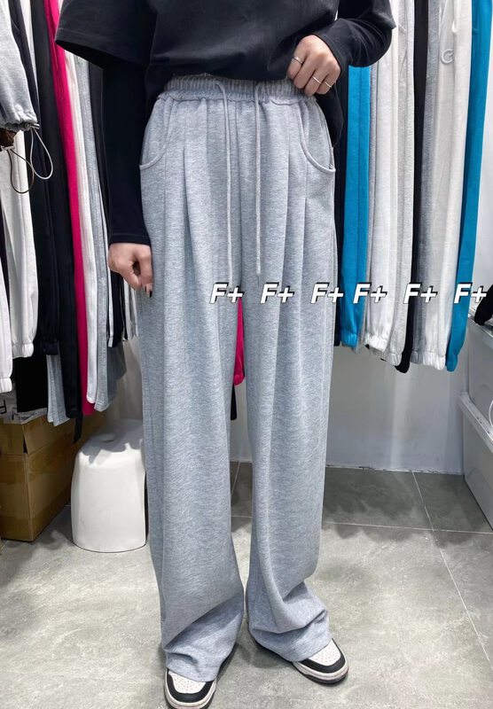 New in early autumn! [F] Solid color all-match elastic waist tie casual pants A1510# HBX