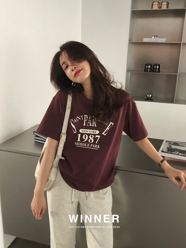 New in early autumn! [WINNER] Korean version of the loose letter print short-sleeved T-shirt 8839# LL