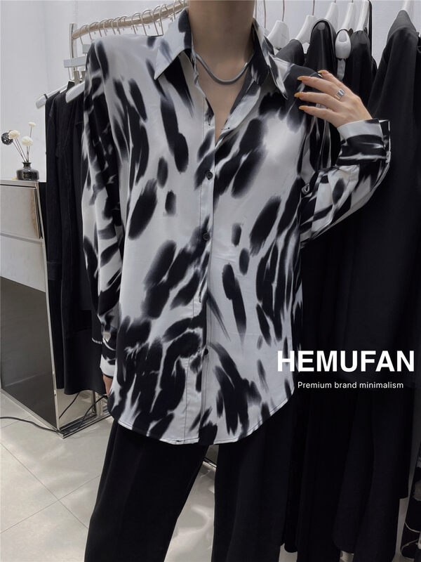 New in autumn!【HEMUFAN】Single-breasted color-blocking comfortable shirt 3265# L