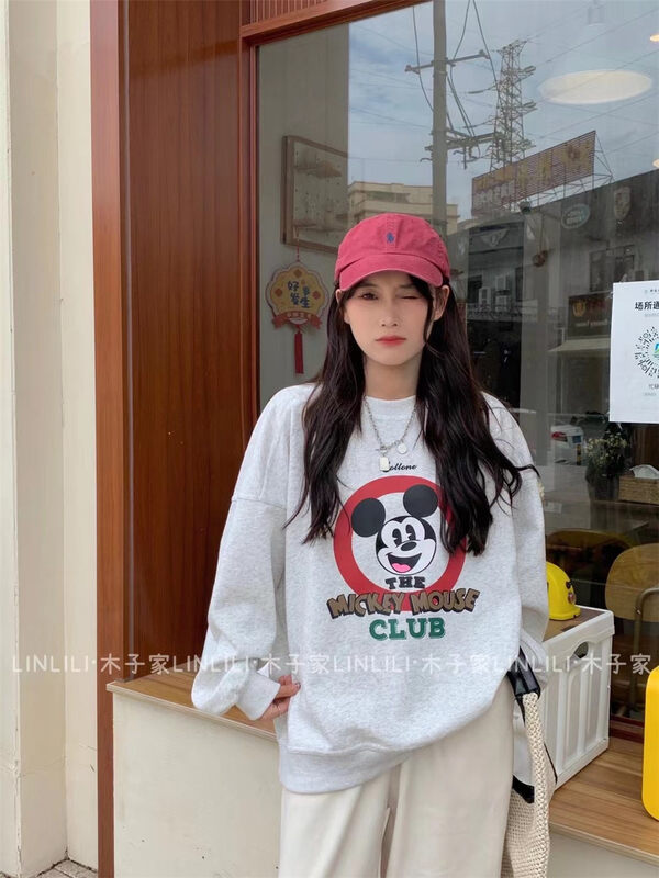 New in early autumn! [Muzijia] Round neck Mickey print sweater 88038# LSW
