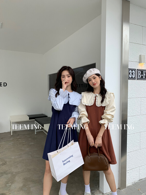 New in autumn!  【TEEM ING】Small and fresh design fake two-piece dress 22T836# HJY