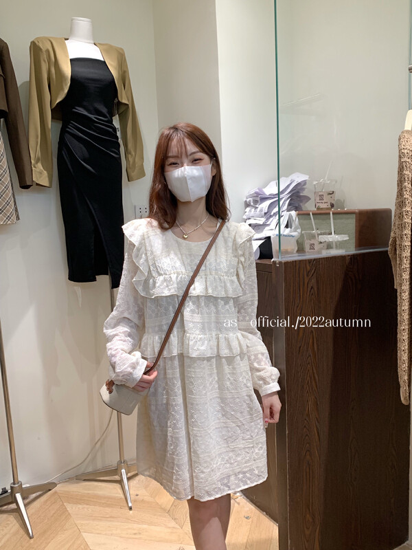 New in autumn! [AS] Sweet and gentle ruffled dress 9059# HJY
