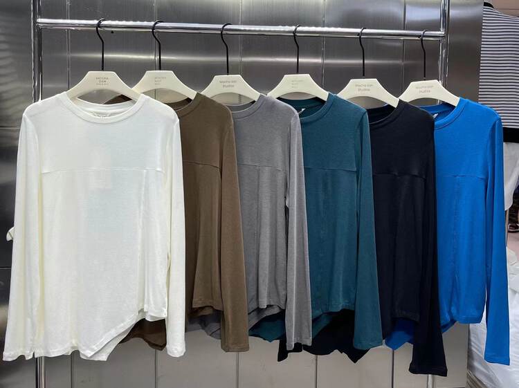 New in autumn! [MOCHA] round neck solid color all-match long-sleeved T-shirt 1893# OZQ