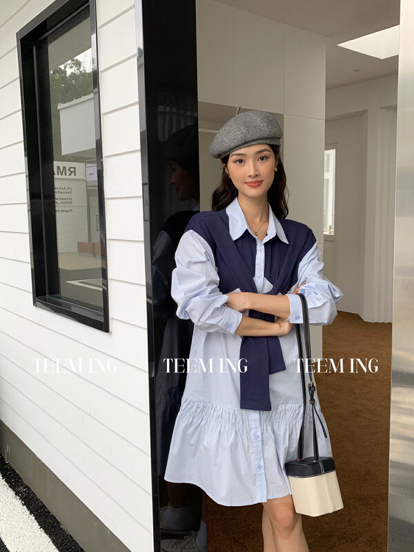 Autumn is new! [TEEM ING] Design stitching fashion dress 22T851# HJY