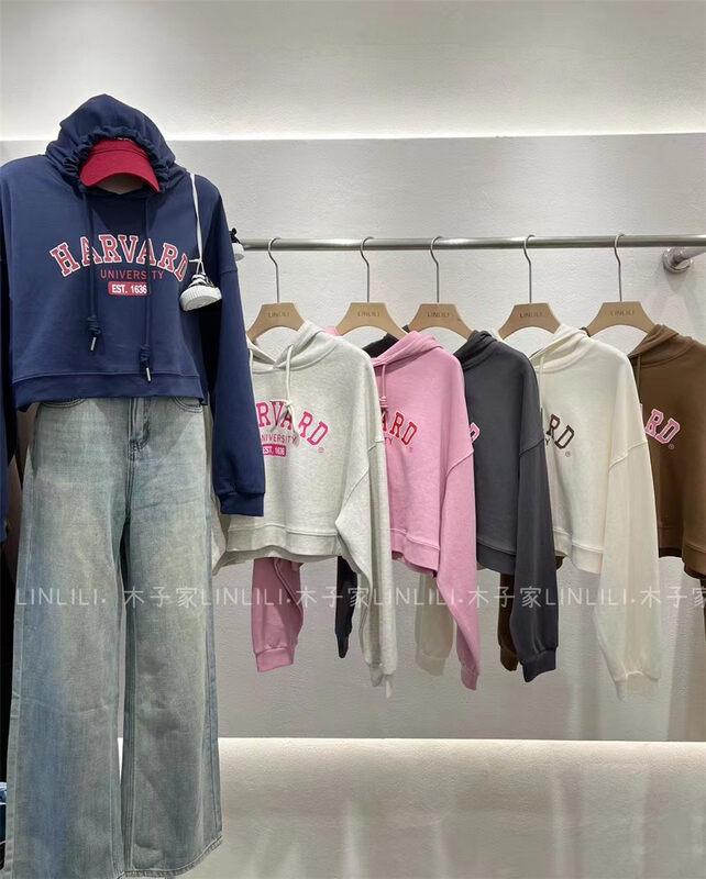 New in early autumn! [Muzijia] hooded letter print all-match sweater 88026# LSW