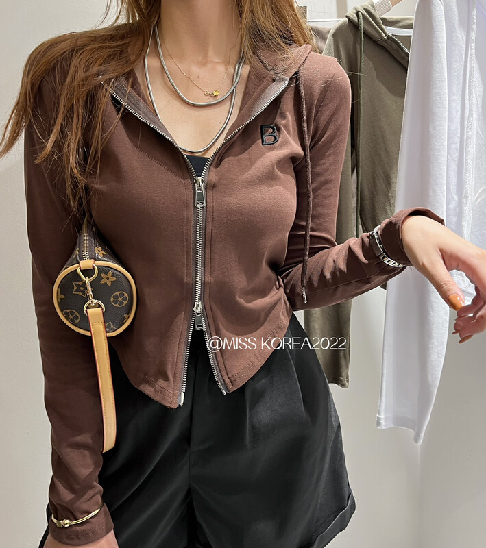 【MISS KOREA】Casual Hooded Letter Short Jacket (Only Jacket) 9238# HBX
